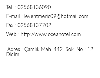 Ocean Otel iletiim bilgileri